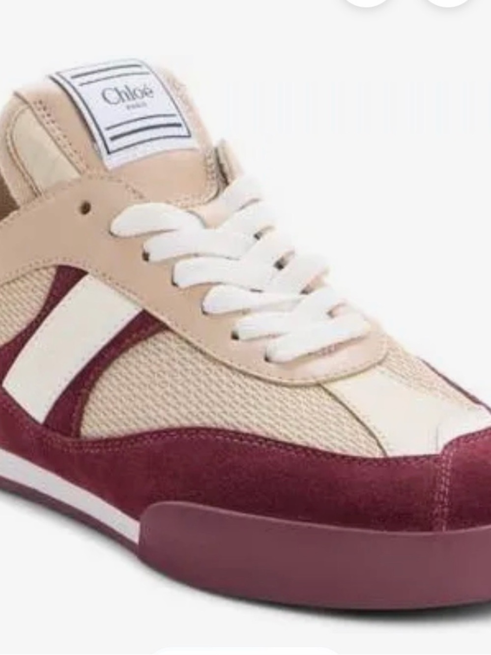 Chloé Beige Cream and Purple Athletic Sneakers
